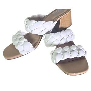 Braided Mule Sandals Womens 10 Dolce Vita White & Tan Vacation Resortwear